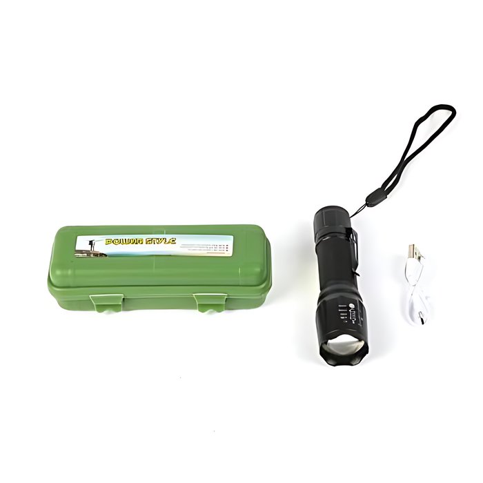 LINTERNA LED RECARGABLE USB CON ESTUCHE