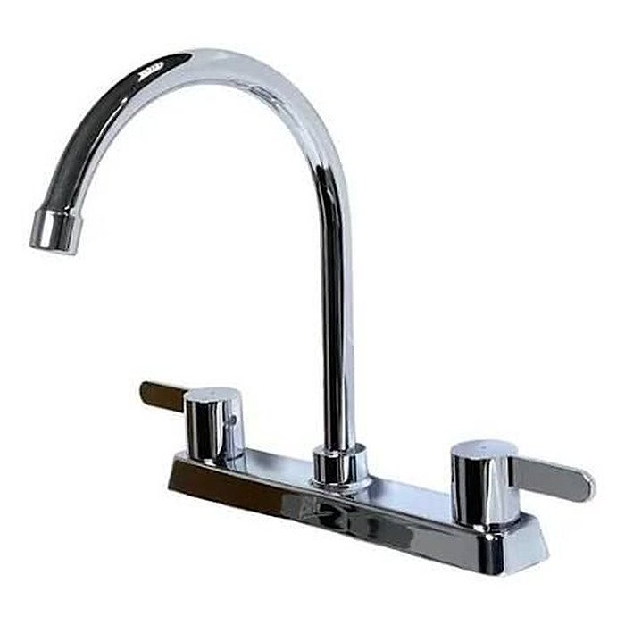 LLAVE FREGADERO DOBLE 8¨ PICO ALTO POMO TIPO F AQUAFINA