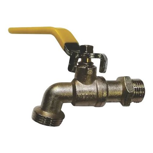 LLAVE MANGUERA BOLA CROMADA CON PICO MANGO AMARILLO FERMETAL